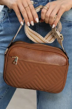 Outlet Dear-Lover Quilted Faux Leather Crossbody Bag 22*6*16cm Chestnut