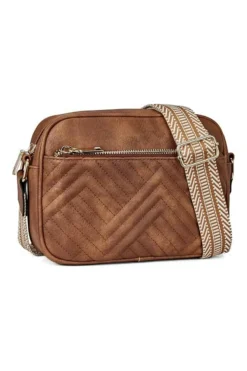 Outlet Dear-Lover Quilted Faux Leather Crossbody Bag 22*6*16cm Chestnut