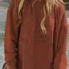 Hot Dear-Lover Quilted Patchwork Exposed Seam Hoodie Chestnut