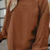 Outlet Dear-Lover Ribbed Corduroy Oversized Sweatshirt Chestnut