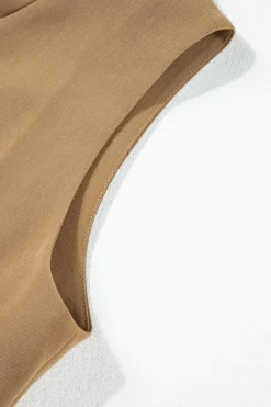 Sale Dear-Lover Solid Color Button up V Neck Suit Vest Chestnut