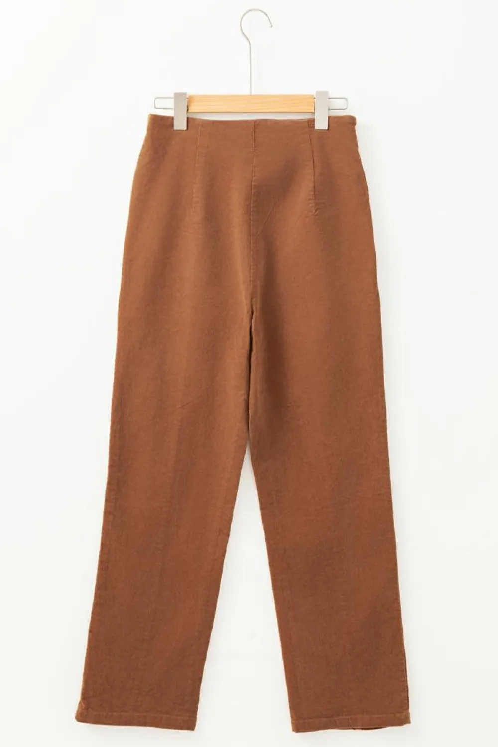 Fashion Dear-Lover Solid Color Double Breasted Straight Leg Pants Chestnut