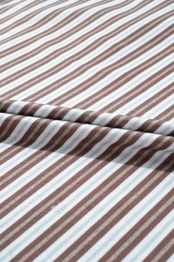 Best Dear-Lover Striped Stand V Neck Short Sleeve Blouse Chestnut