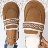 Hot Dear-Lover Suede Wavy Striped Plush Lined Slippers (Run Small, Size Up) Chestnut