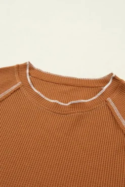 New Dear-Lover Textured Tiered Ruffled Long Sleeve Mini Dress Chestnut