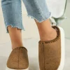 Online Dear-Lover Thick Sole Plush Lined Home Slippers Chestnut