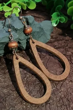 Fashion Dear-Lover Vintage Hollowed Waterdrop Shape Hook Earrings Chestnut