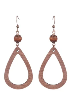 Fashion Dear-Lover Vintage Hollowed Waterdrop Shape Hook Earrings Chestnut