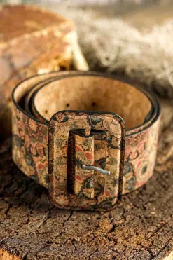 Hot Dear-Lover Western Floral Print Faux Leather Waist Belt Chestnut