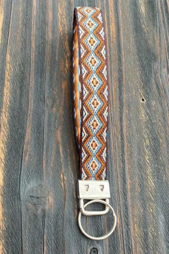 Clearance Dear-Lover Western Pattern Knitted Wristband Keychain Chestnut