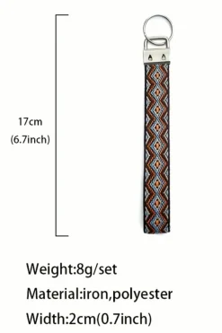 Clearance Dear-Lover Western Pattern Knitted Wristband Keychain Chestnut