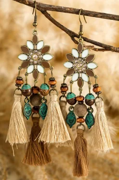 Sale Dear-Lover Western Tassel Dangle Earrings Chestnut