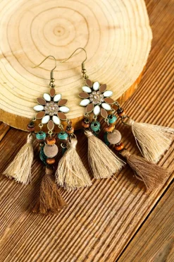 Sale Dear-Lover Western Tassel Dangle Earrings Chestnut