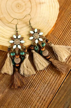 Sale Dear-Lover Western Tassel Dangle Earrings Chestnut
