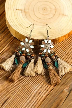 Sale Dear-Lover Western Tassel Dangle Earrings Chestnut