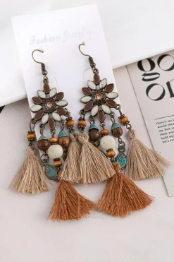 Sale Dear-Lover Western Tassel Dangle Earrings Chestnut