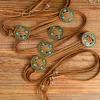 Fashion Dear-Lover Western Turquoise Decor Layered String Tassel Belt Chestnut