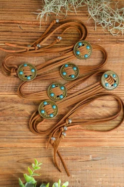 Fashion Dear-Lover Western Turquoise Decor Layered String Tassel Belt Chestnut