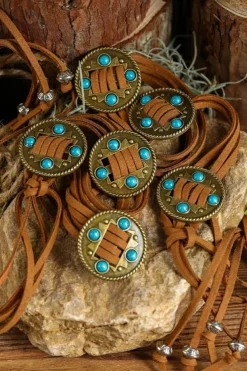 Fashion Dear-Lover Western Turquoise Decor Layered String Tassel Belt Chestnut