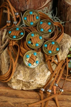 Fashion Dear-Lover Western Turquoise Decor Layered String Tassel Belt Chestnut