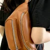 New Dear-Lover Zipper PU Leather Chain Linked Crossbody Bag Chestnut