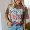 Online Dear-Lover Honky Tonk Honey Graphic Crew Neck Western Fashion Tee Chicory Coffee