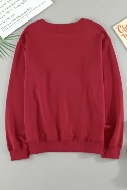 Hot Dear-Lover Christmas Santa Baby Print Pullover Sweatshirt Fiery Red