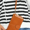 Sale Dear-Lover Faux Leather Zip Around Wrist Strap Long Wallet Cinnamon