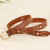 Fashion Dear-Lover Studded PU Leather Waist Belt Cinnamon