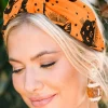 Fashion Dear-Lover Halloween Plaid/Cat Print Knotted Headband Citrus