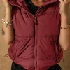 Hot Dear-Lover Zip-up Side Pockets Hooded Puffer Vest Clay