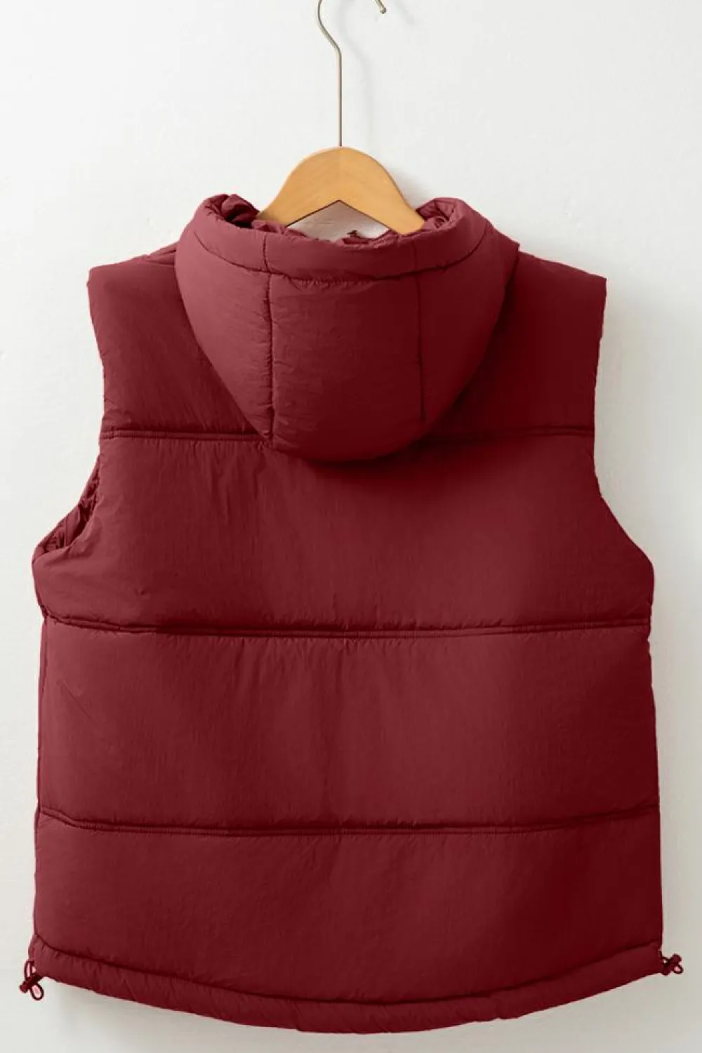 Hot Dear-Lover Zip-up Side Pockets Hooded Puffer Vest Clay