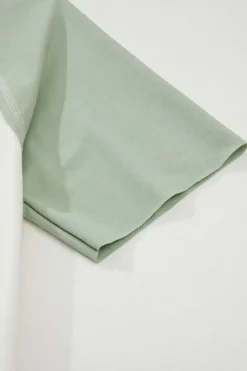 New Dear-Lover Colorblock Raglan Short Sleeve Half Buttons High Low T Shirt Clearly Aqua