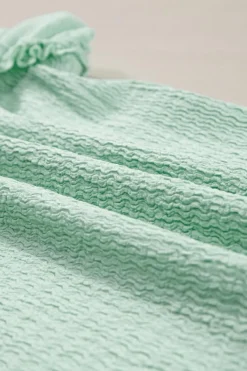 Online Dear-Lover Ruffle Strap Crinkle Textured Tank Top Clearly Aqua