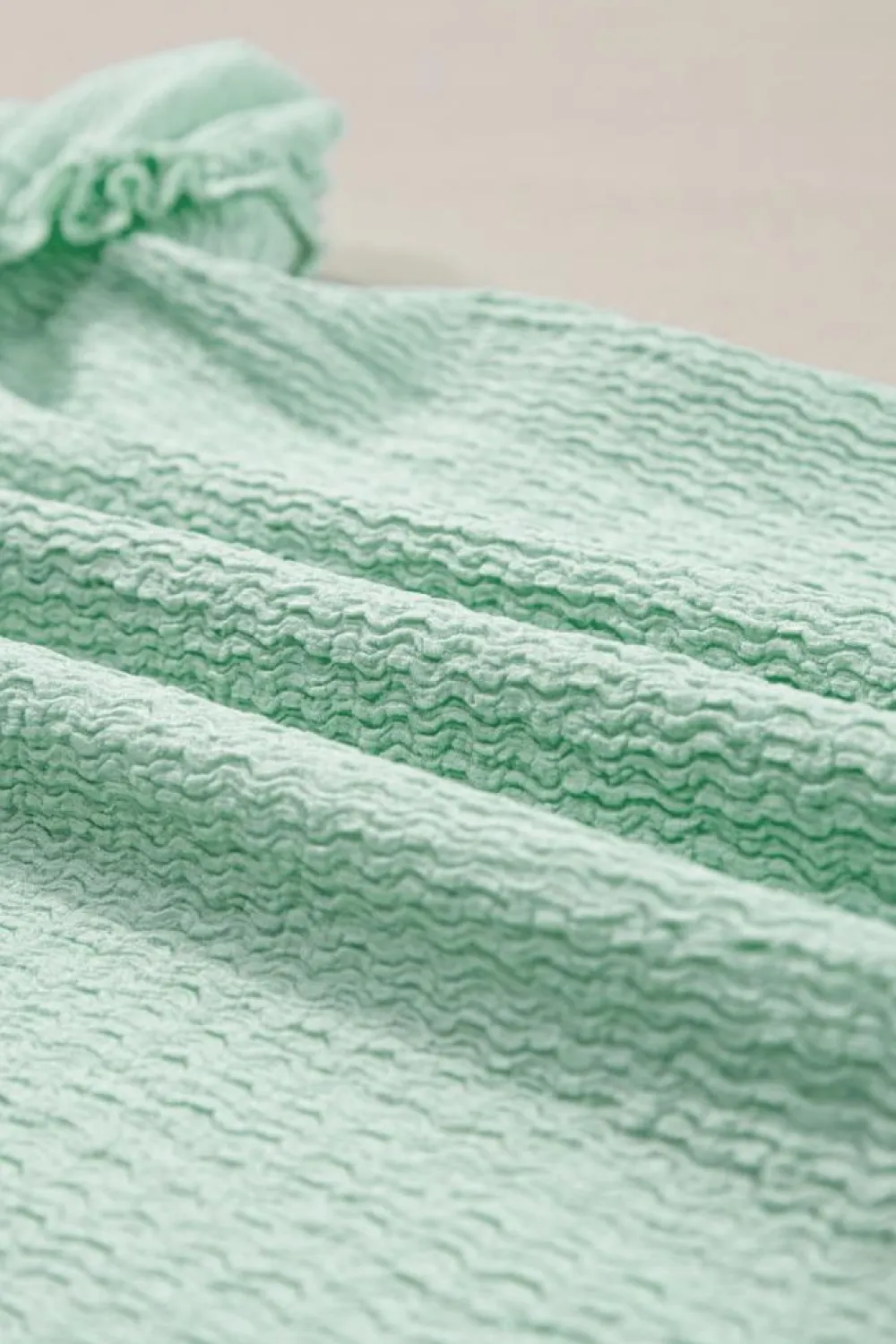 Online Dear-Lover Ruffle Strap Crinkle Textured Tank Top Clearly Aqua