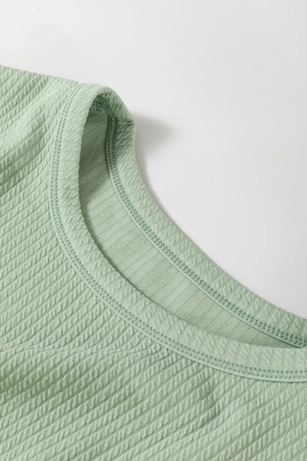 Hot Dear-Lover Solid Color Corded Drop Shoulder Long Sleeve Top Clearly Aqua