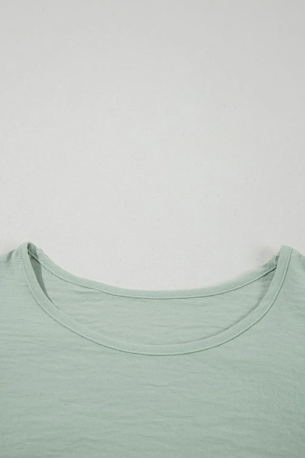 New Dear-Lover Solid Color Ruffled Short Sleeve Casual Blouse Clearly Aqua
