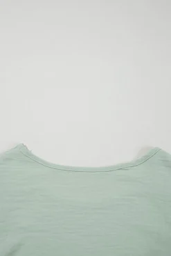 New Dear-Lover Solid Color Ruffled Short Sleeve Casual Blouse Clearly Aqua