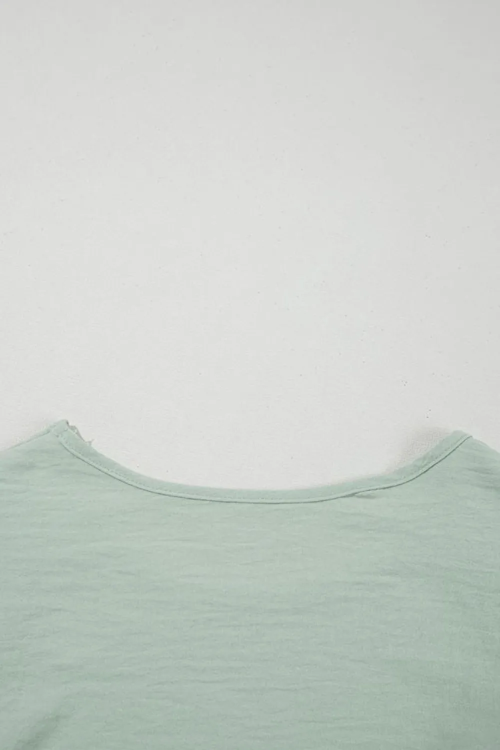 New Dear-Lover Solid Color Ruffled Short Sleeve Casual Blouse Clearly Aqua