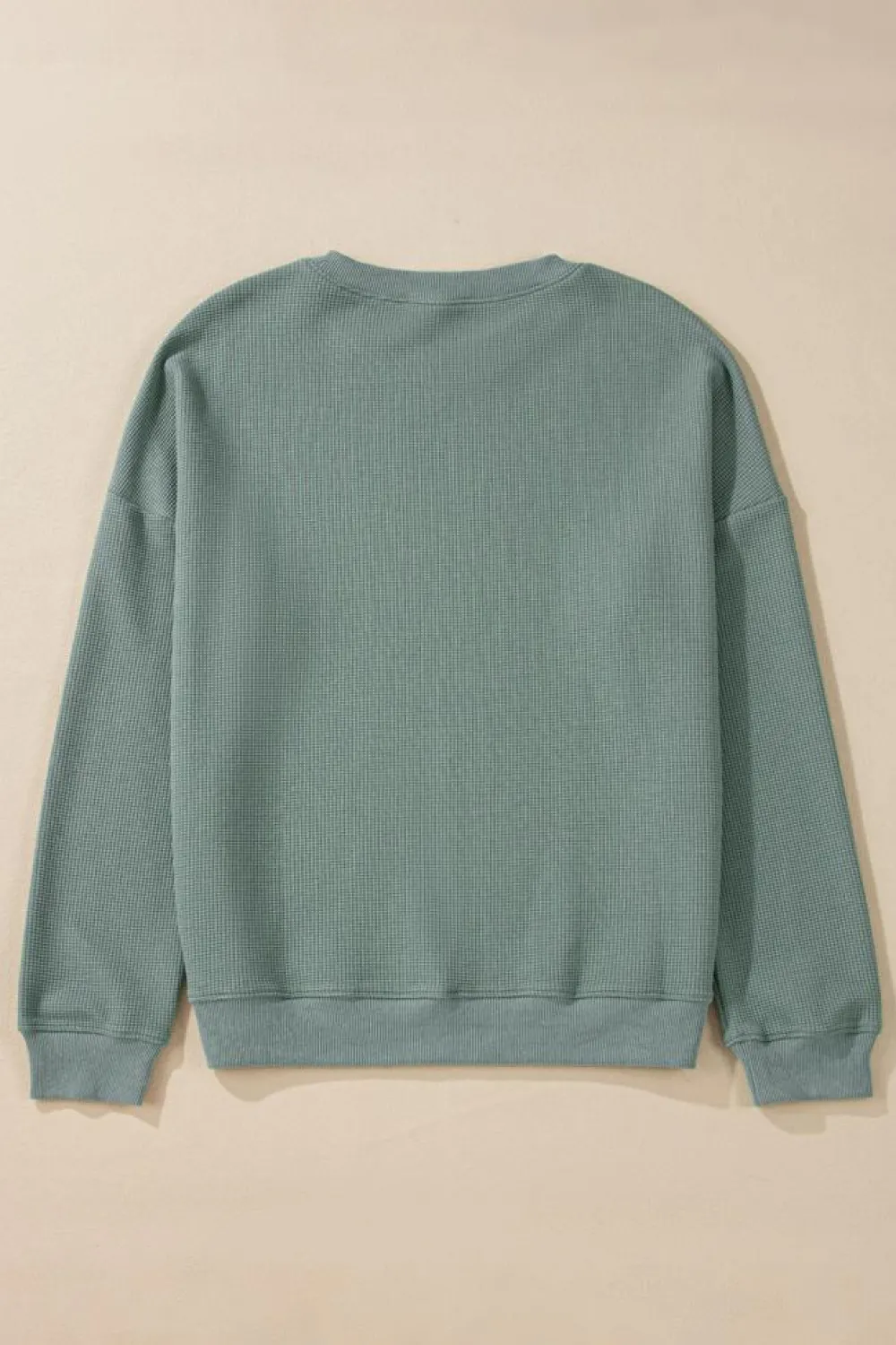 Outlet Dear-Lover Waffle Knit Drop Shoulder V Neck Top Clearly Aqua