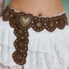 Hot Dear-Lover Bohemian Vintage Bronze Detail Heart Connected PU Belt Coffee