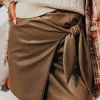 Best Dear-Lover Bowknot Faux Leather Mini Skirt Coffee