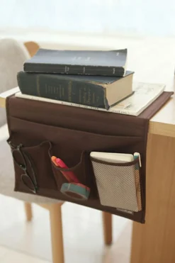 Sale Dear-Lover Canvas Bedside Storage Hanging Bag Coffee