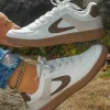 New Dear-Lover Color Contrast PU Leather Lace-up Sneakers Coffee