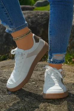 New Dear-Lover Color Contrast PU Leather Lace-up Sneakers Coffee