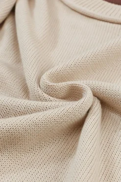 Hot Dear-Lover Colorblock Bishop Sleeve Ribbed Trim Sweater Coffee