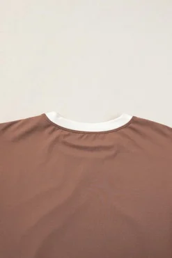 Clearance Dear-Lover Contrast Trim Cap Sleeve Tee Shorts Set Coffee
