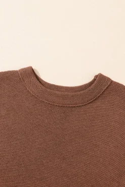 New Dear-Lover High Neck Short Bat Sleeve Sweater Coffee