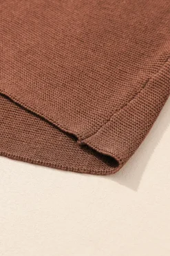 New Dear-Lover High Neck Short Bat Sleeve Sweater Coffee