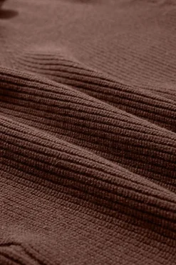 Sale Dear-Lover Lantern Sleeve V Neck Knot Back Sweater Coffee